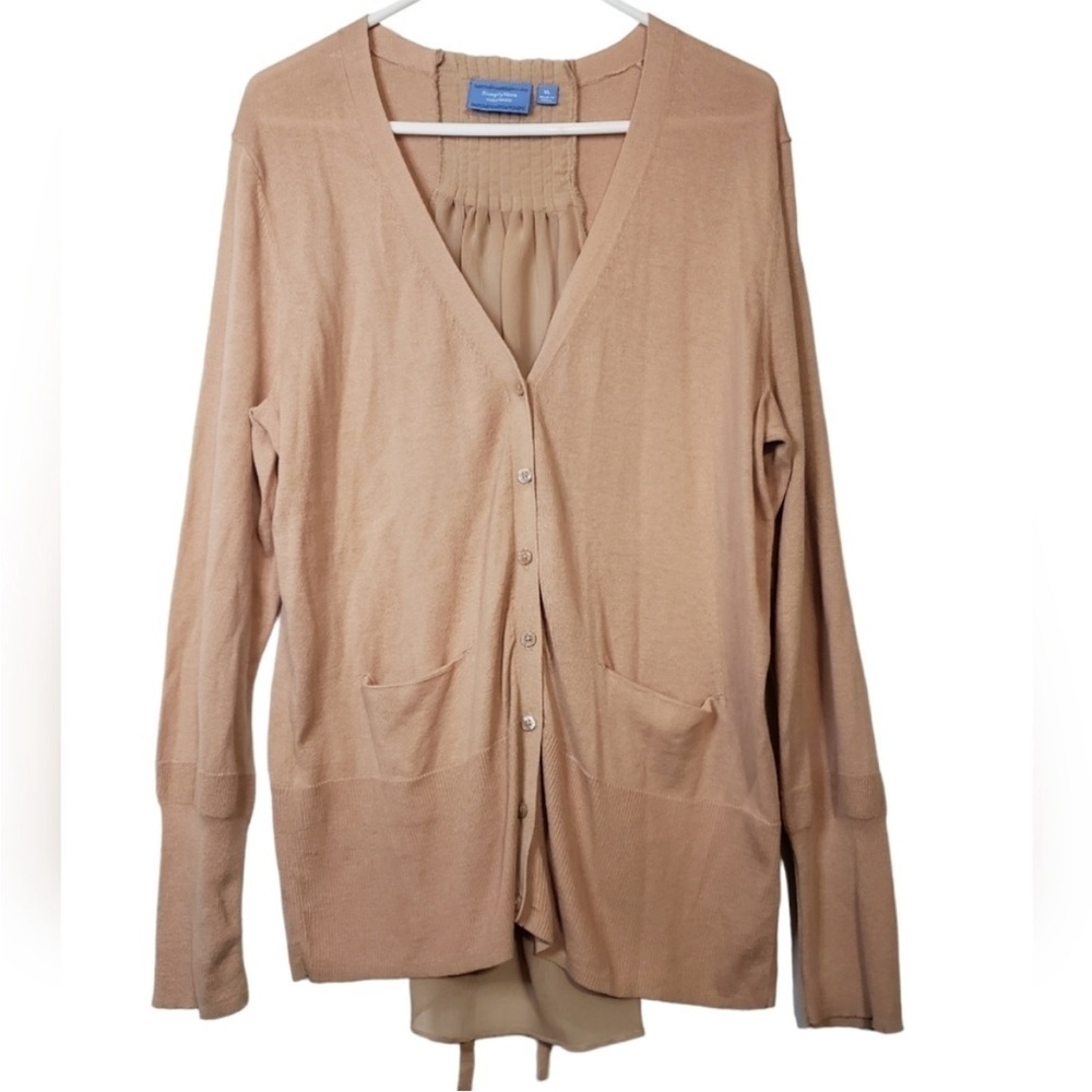 Simply Vera Vera Wang Taupe Button-Front Cardigan